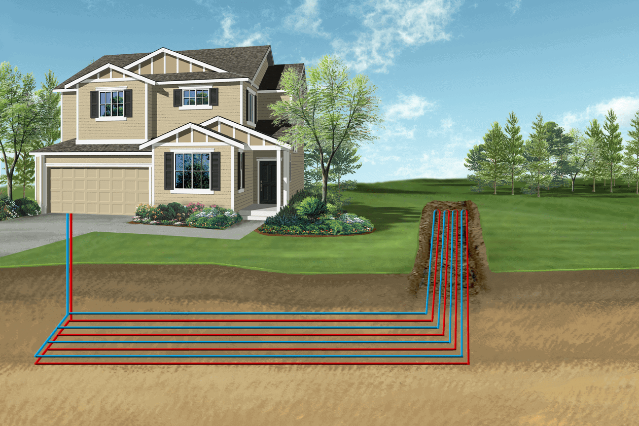 Underground geothermal loop field engineering diagram